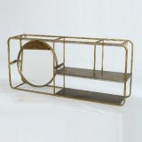 BRASS FRAMED MIRROR ETAGERE